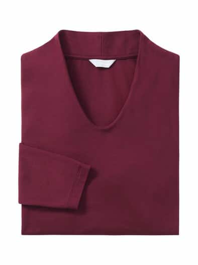 Jersey-Shirt Kelchkragen Bordeaux