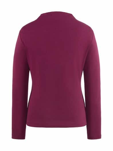 Jersey-Ripp-Shirt Tulpenkragen Beere