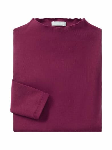 Jersey-Ripp-Shirt Tulpenkragen Beere