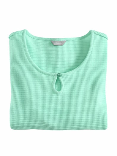 Struktur-Shirt Knopfdetail Mint