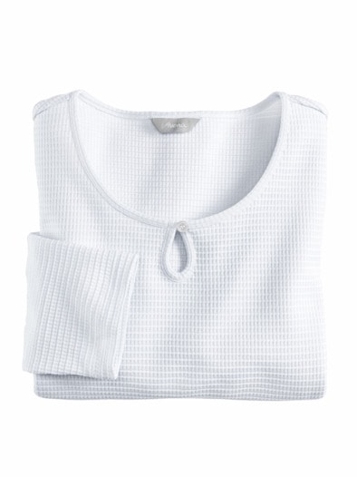 Struktur-Shirt Knopfdetail Weiß