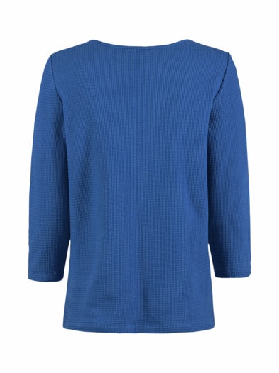 Struktur-Shirt Knopfdetail Royalblau