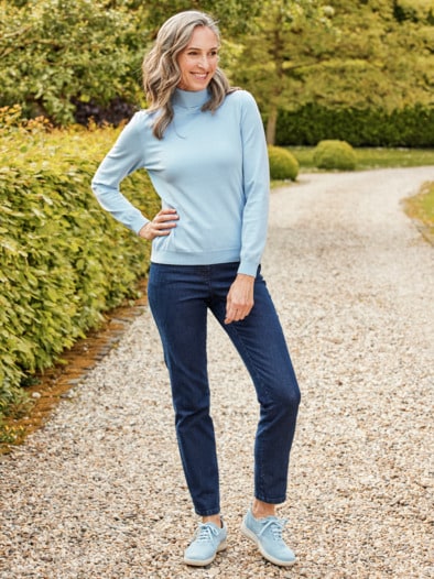 Rollkragen-Pullover Supersoft Hellblau