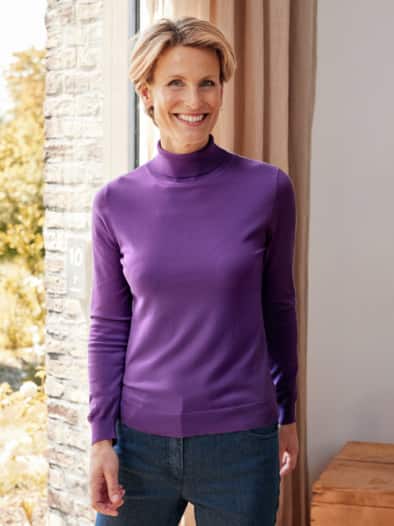 Rollkragen-Pullover Supersoft Violett