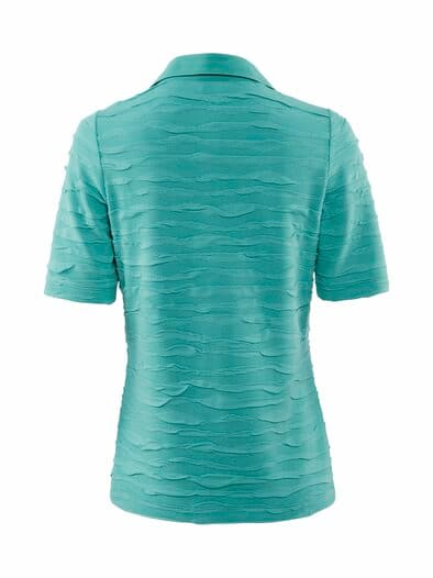 Struktur-Poloshirt Blusenkragen Türkis