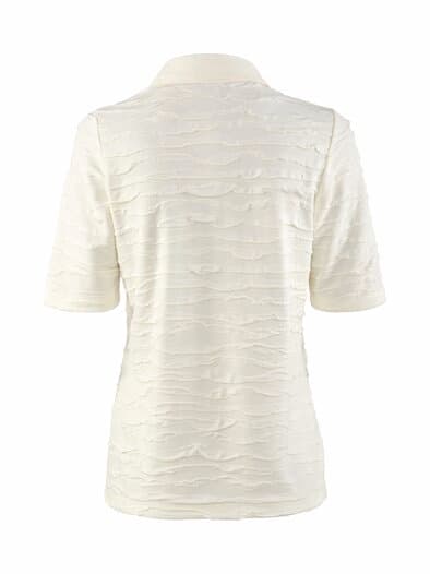 Struktur-Poloshirt Blusenkragen Weiß