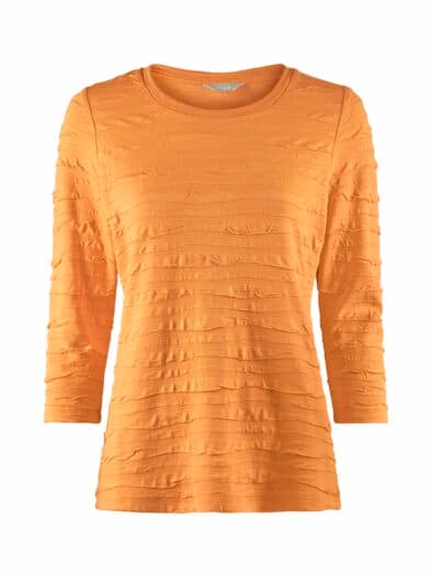 Rundhals-Shirt Strukturmuster Safran