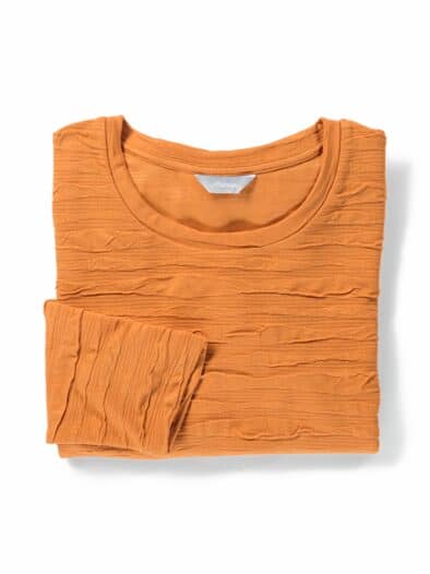 Rundhals-Shirt Strukturmuster Safran