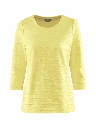 Rundhals-Shirt Strukturmuster Gelb