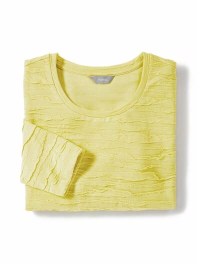 Rundhals-Shirt Strukturmuster Gelb