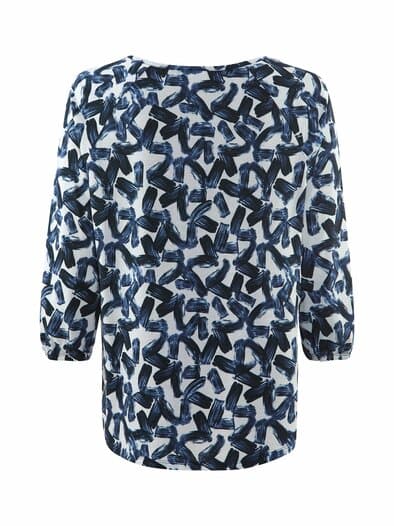 Rabe-Blusenshirt grafisches Muster Hellblau gemustert