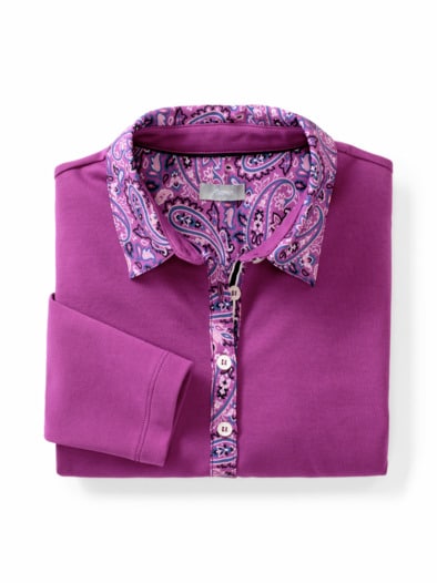 Baumwoll-Poloshirt Everyday Beere Unifarben