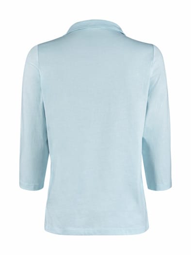 Jersey Polo mit Strassbesatz Hellblau