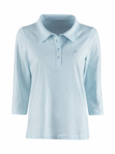 Jersey Polo mit Strassbesatz Hellblau