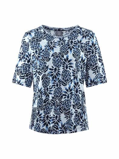 Rabe-Shirt Ananas Hellblau gemustert