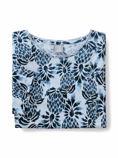 Rabe-Shirt Ananas Hellblau gemustert
