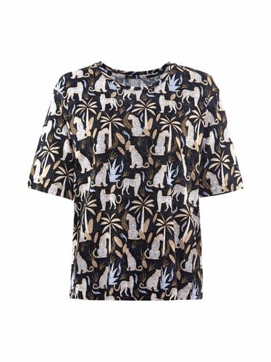 Rabe Shirt Safari Schwarz gemustert