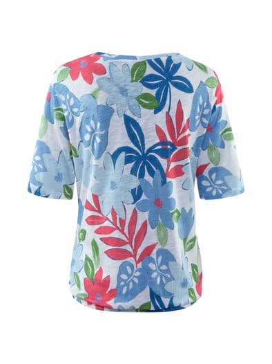 Rabe Shirt Blütentraum Hellblau gemustert