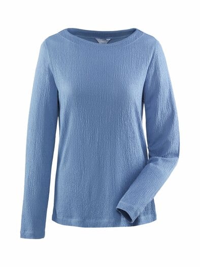 Jersey-Krepp Shirt elegance Indigo