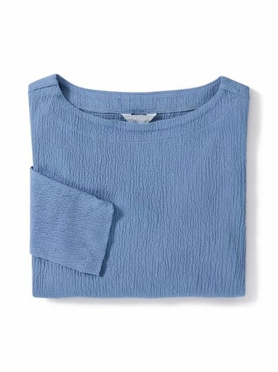 Jersey-Krepp Shirt elegance Indigo