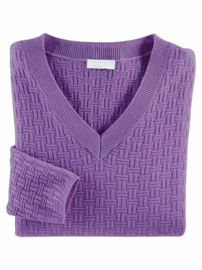 Woll-Pullover Struktur Lila