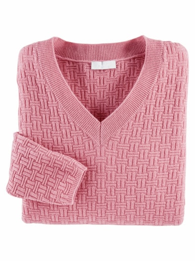 Woll-Pullover Struktur Altrosa