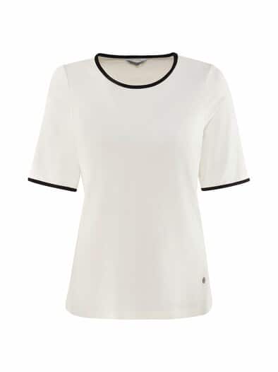 Viskose-Shirt Kontrastpaspel ecru