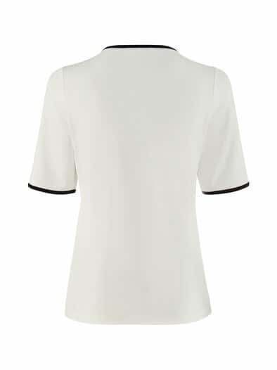 Viskose-Shirt Kontrastpaspel ecru