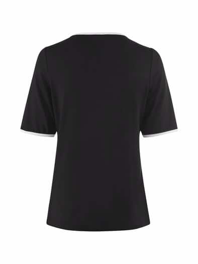Viskose-Shirt Kontrastpaspel schwarz