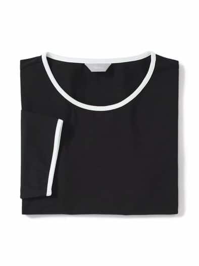 Viskose-Shirt Kontrastpaspel schwarz