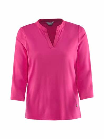 Jersey Blusenshirt Satin-Kragen Magenta