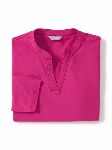 Jersey Blusenshirt Satin-Kragen Magenta