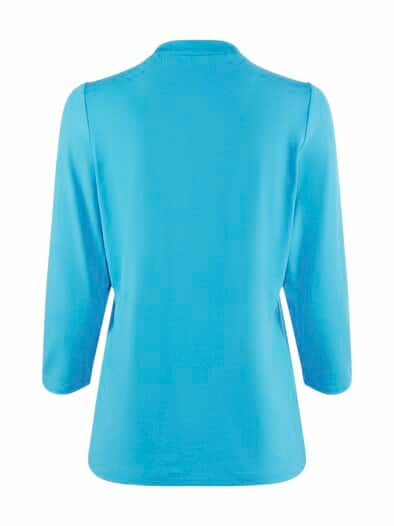 Jersey Blusenshirt Satin-Kragen Aqua
