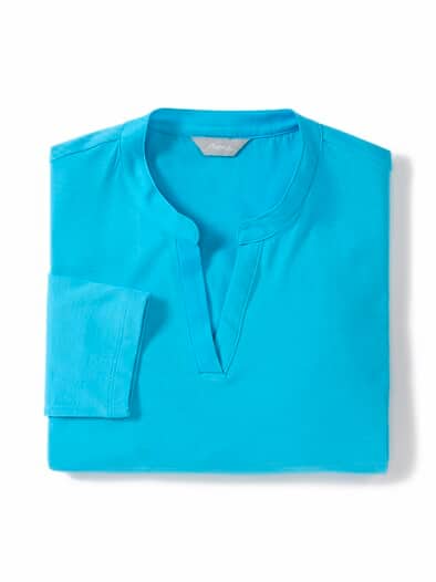 Jersey Blusenshirt Satin-Kragen Aqua