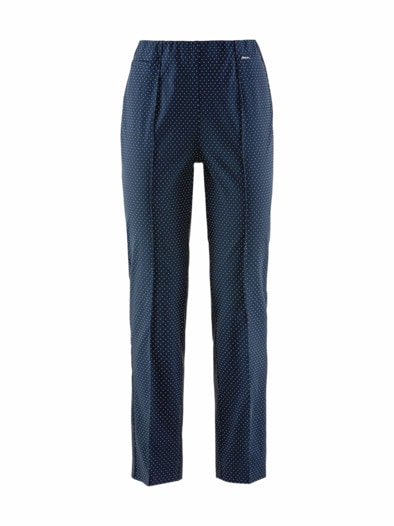 Edel-Stretch-Hose Comfort fit Marine-Weiß