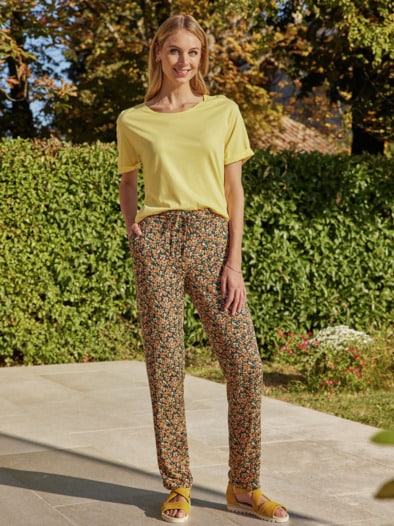 Klimasoft-Schlupfbundhose Blüten Orange geblümt