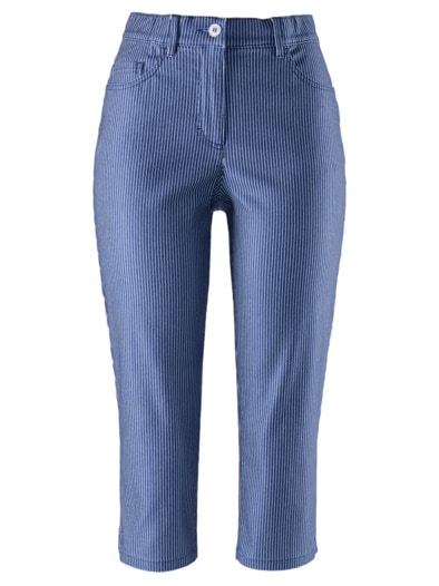 Caprihose Sommerstreifen Dunkelblau