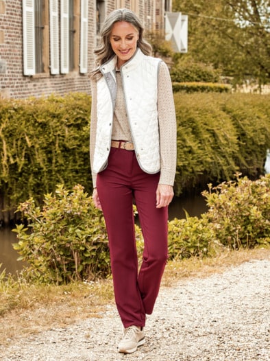 Rauten-Steppweste Wollwärme Offwhite