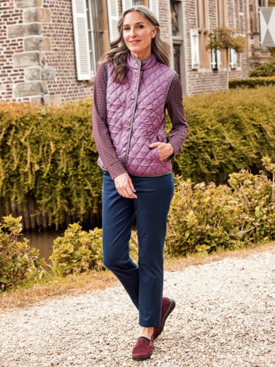 Rauten-Steppweste Wollwärme Mauve