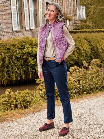 Rauten-Steppweste Wollwärme Mauve