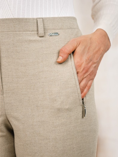 Edel-Schlupfhose-Wolltouch Beigemeliert