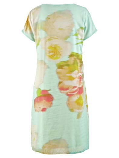 Kleid Blumenaquarell Aqua gemustert