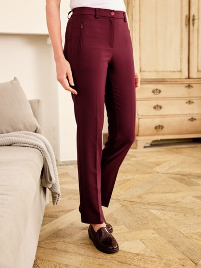 Bügelfrei-Stretch-Hose Bordeaux