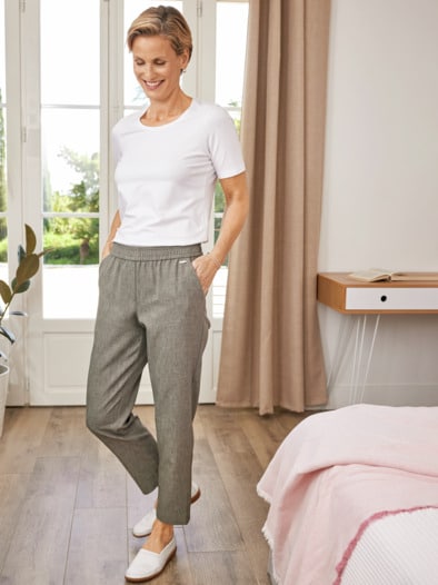 7/8 Schlupfbundhose Reise-Leinen Khaki