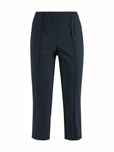 Edel-Stretch-Capri Hose Comfort Fit Marine-Weiß