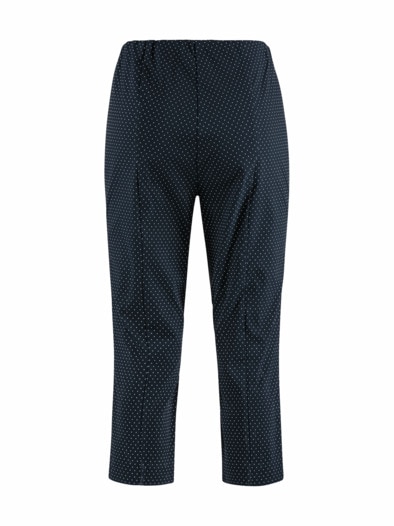 Edel-Stretch-Capri Hose Comfort Fit Marine-Weiß