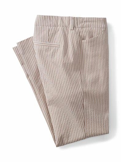 Seersucker-Hose Beige/ Weiß
