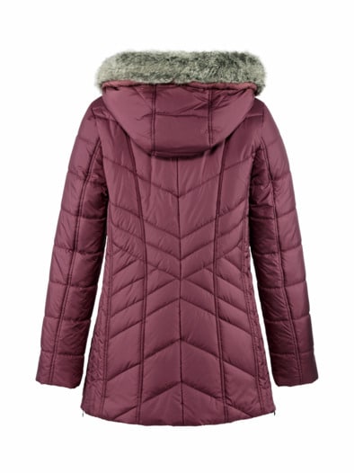 Steppjacke mit Webpelz-Kapuze Bordeaux