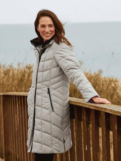 Steppmantel Kuschelkragen Stein
