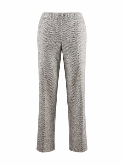 Flanell Jersey-Marlenehose Grau/Creme